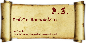 Mrár Barnabás névjegykártya